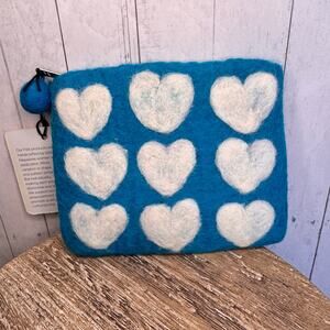 Copied - Blue Felted Wool Coin Purse Wallet Blue Bag NEW! Blue Heart Accessories